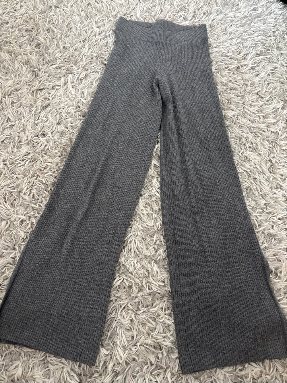 Gilly Hicks Gray Ribbed Wide-Leg Knit Pants Size XS